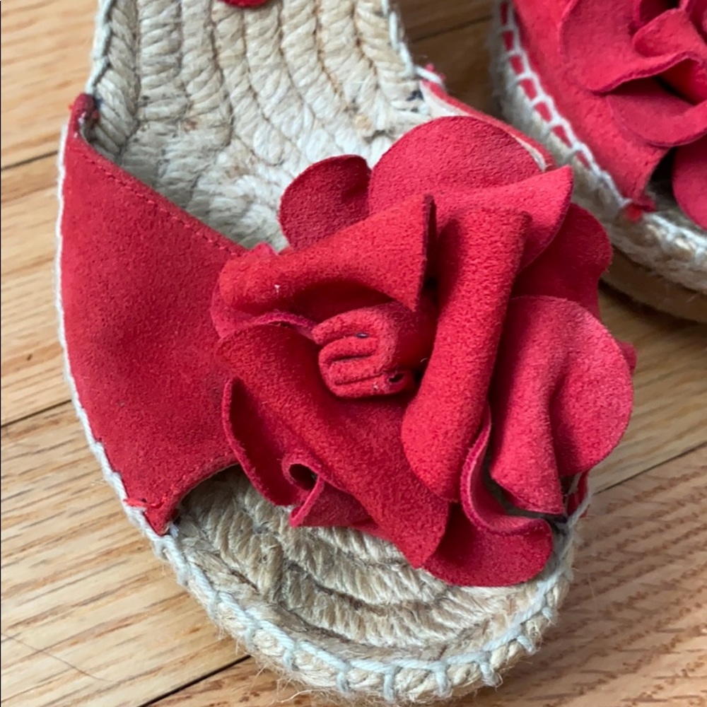 Red Suede Espadrille Wedges - Picture 5 of 8